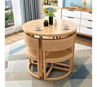 Table de réception ronde pour 4 personnes de 80 cm - Idéal pour appartement, cuisine, balcon et salon - Marron