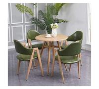 Table de réception simple et chaises de salon moderne Table de loisirs Table à manger et chaise Ensemble de 5 tables rondes en bois massif de 60 cm (couleur : coton bleu) (cuir vert)