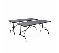 Lot de 2 tables table de réception pliables, 180cm gris