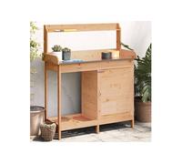 Table de Rempotage avec Armoire, Table de Plantation avec Rangement, Banc de Rempotage, Table à Plantes, Marron Bois 156344
