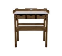 Esschert Design Table à rempoter Bois et Zinc 3 tiroirs 37,9x80,1x82,1 cm Marron
