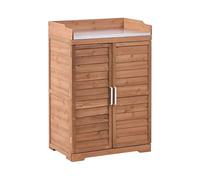 Table de Rempotage de Jardin en Bois de Sapin Meuble d'Extérieur Résistant aux Intempéries Construction Marron Foncé Tereville