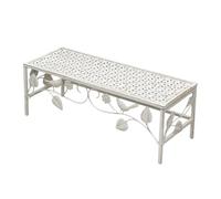 Table de Rempotage Extérieur Rectangulaire, Tabouret Pot Fleur Vintage Avec Lignes de Feuilles, Etagere Plantes Jardinière En Fer Résistant Aux Intempéries for Patio, Porche(White,70x26x25cm)