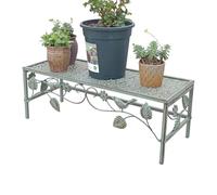 Table de Rempotage Extérieur Rectangulaire, Tabouret Pot Fleur Vintage Avec Lignes de Feuilles, Etagere Plantes Jardinière En Fer Résistant Aux Intempéries for Patio, Porche(Green,70x26x25cm)