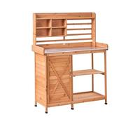 Table de Rempotage Moderne en Bois de Sapin Espace de Rangement 113 x 46 x 148 cm Plan de Travail en Fer Marron Clair Meldola