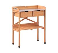 Table de Rempotage Moderne en Bois de Sapin Espace de Rangement 79 x 37 x 89 cm Plan de Travail en Fer Marron Clair Ravanusa