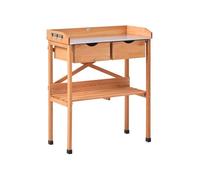 Table de Rempotage Moderne en Bois de Sapin Espace de Rangement 79 x 37 x 89 cm Plan de Travail en Fer Marron Clair Ravanusa