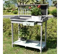 Table De Rempotage Table De Jardinage Style Rustique Étagères Ouvertes Et Tiroir De Rangement pour Jardin Et Terrasse Wooden Potting Bench Work Table(A)