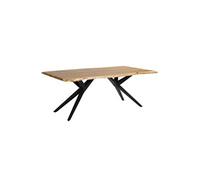 Table de Repas 200cm en Acacia Massif Piétement Evasé Métal Noir - ARCANE -