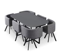 Table de Repas & 6 Chaises Design ""Normi"" 150cm Gris