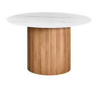 Table de Salle à Manger Moderne Ronde 120 cm Industriel Pied Cannelé MDF Effet