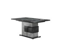 HOFFMAN - Table de Repas Allongeable à Pied Central Gris Aspect Pierre