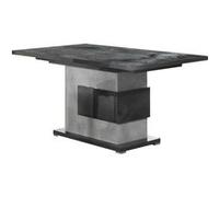 HOFFMAN - Table de Repas Allongeable à Pied Central Gris Aspect Pierre
