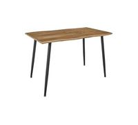 Table de Repas Allongeable en MDF Aspect Chêne Clair Pieds Métal Noir - CAROLIE -