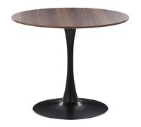Table de Salle à Manger Industrielle Bois Foncé Ronde MDF Base en Métal 90 cm Boca