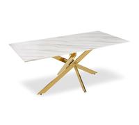 Table de Repas Design "Nalou" 180cm Blanc & Or