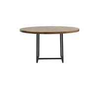 Table de repas en bois de manguier marron, ronde, 4 places, pieds métal, antidérapant, table haute - House Doctor, Kant - Ø140x74 cm