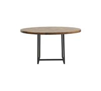 Table de repas en bois de manguier marron, ronde, 8 places, pieds en fer - House Doctor, Kant - Ø160 H74 cm