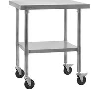 Table de repas en inox, 70 x 60 x 85 cm, table de travail, table de cuisine, table de préparation en inox