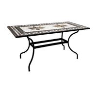 Table à manger rectangulaire 6 places KIPOS - Plateau mosaïque et pieds acier - Atmosphera