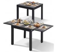 Table de repas extensible 4-6 pers 80-160cm alu pieds réglables terrasse jardin piscine