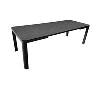 Table de repas extensible en aluminium et céramique - ALMA 140/180 x 70 - Allonge automatique - Coloris graphite et dark A