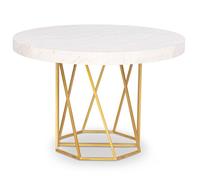 Table Ronde Extensible Yasmina Effet Marbre et Pieds Or