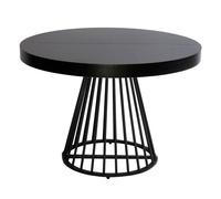 Menzzo Table à manger Grivery – ronde extensible, noir, pieds noirs