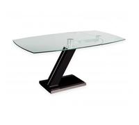 Table de repas extensible ZEBRA BLACK plateau en verre Piétement laqué NOIR BRILLANT