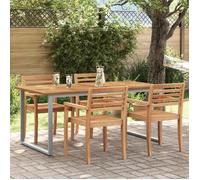 Table de repas extérieure vidaXL Grise 180x90x75 cm en acier et bois d'acacia