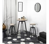Home Deco Factory Table mange-debout HD6735 – 2 tabourets réglables, 64x64x93 cm, Noir