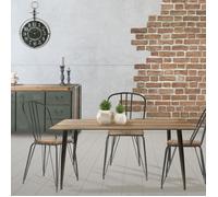 Table de Repas - HOME DECO FACTORY - Imitation Bois - Marron et Noir
