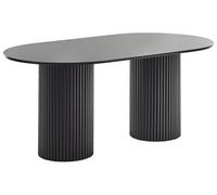 Table de Repas Ovale 180 x 100 cm en MDF et Bois d'Hévéa Noir Sheridan
