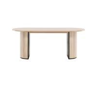 Table de repas ovale - Bianca - 200 x 90 cm - Noir et Naturel - 8 places - Cuisine