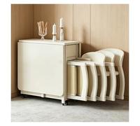 Table De Repas Portable À Rangement Caché Pour 6 À 8 Personnes | Table En Bois Pliable Sur Roulettes Et 4 Chaises Pliables Faciles À Ranger Sous,Bureau 1.4M(White)