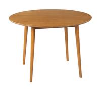 Table de Repas Ronde ø110 cm Effet Bois Clair Finition Laquée Style Rétro Radan