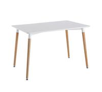 Home Deco Factory – Table de repas HD3211 – Rectangulaire scandinave 115×75 cm Bois & métal Blanc