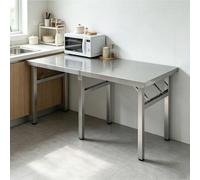 Table de restauration de cuisine pliable, table de préparation des aliments acier inoxydable table de travail commerciale robuste, établi préparation des aliments, table salle à manger(180x40x75cm)
