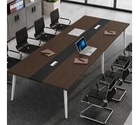 Table De Réunion Bureau Rectangulaire Avec Passe-câbles, Grande Table De Conférence Style Bois Et Pieds Métal Pour Salle De Réunion, Réception, Office Et Travail D’équip Dark walnut 94.5×51.2×29.1 in