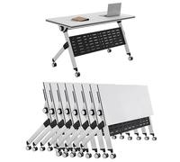 Table de réunion de séminaire roulante 8 Pack Flip Top Table de Salle de conférence Pliante Formation Mobile Cadre en Acier pour Les Bureaux Salles de Classe et Les espaces événementiels