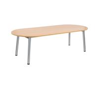Table de réunion direction Congrès L.240 x P.102 cm - Plateau ellipse Chêne - Pieds Aluminium