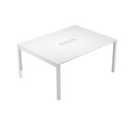 Table de réunion Eminence - L.160 x P.120 cm - Trappe d?accès centrale - Plateau Blanc - Pieds Blanc
