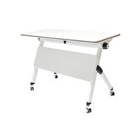 Table de réunion mobile pliable avec cloison de confidentialité, plateau rabattable, idéale pour les bureaux et la formation. Roulettes silencieuses pour une mobilité aisée. Parfaite pour les établi