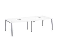 Table de réunion modulable avec extension ECLA L 280 x P 126 cm plateau blanc piétement métal aluminium - - Bruneau