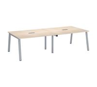 Table de réunion modulable avec extension ECLA L 280 x P 126 cm plateau chêne clair piétement métal aluminium - - Bruneau