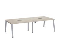 Table de réunion modulable avec extension ECLA L 280 x P 126 cm plateau chêne gris piétement métal aluminium - - Bruneau