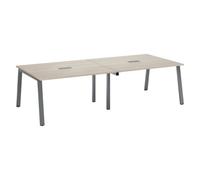 Table de réunion modulable avec extension ECLA L 280 x P 126 cm plateau chêne gris piétement métal anthracite - - Bruneau