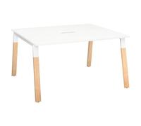 Table de réunion modulable ECLA blanc L 140 x P 126 piètement métal et bois - - Bruneau