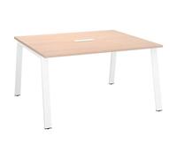 Table de réunion modulable ECLA chêne clair L 140 x P 126 piètement métal blanc - - Bruneau