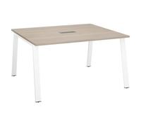 Table de réunion modulable ECLA chêne gris L 140 x P 126 piètement métal blanc - - Bruneau